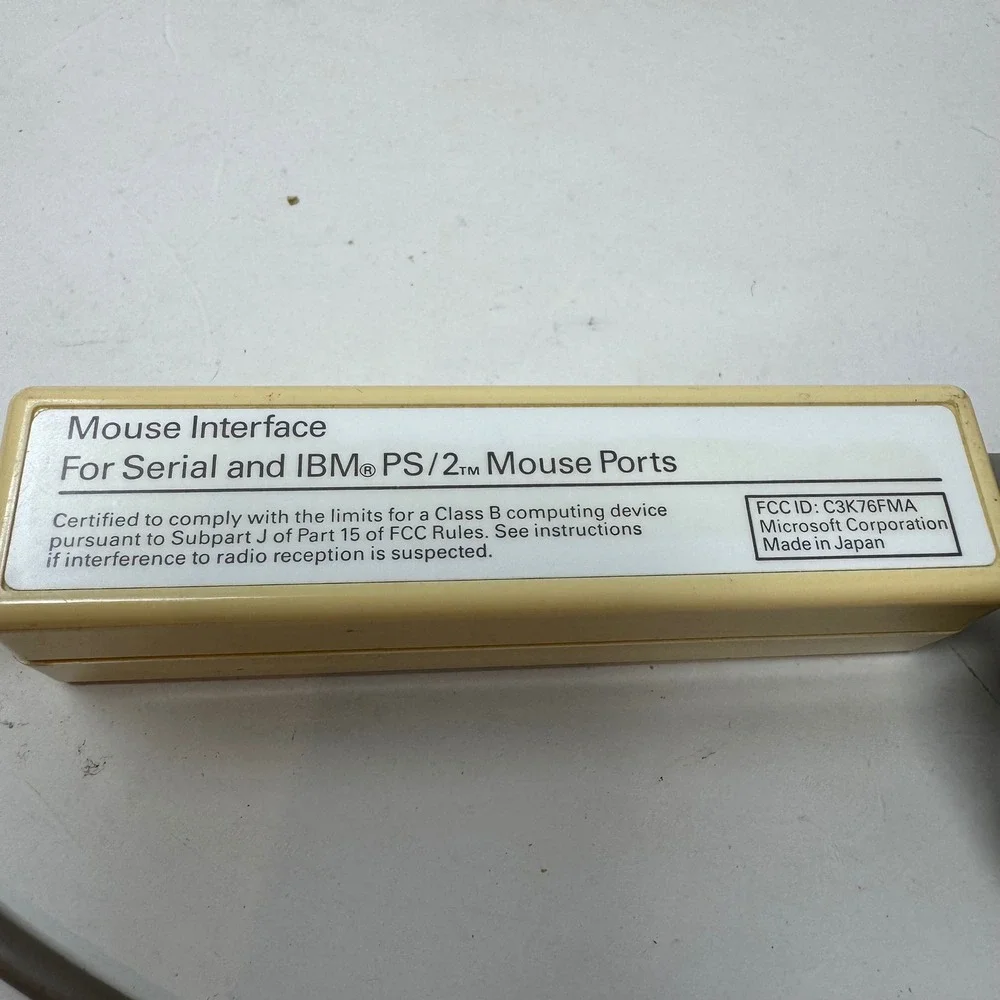 Vintage Microsoft InPort Mouse Dove 2-Button Serial PS2 IBM Interface C3K7PN9937